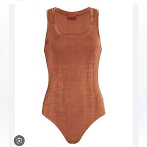 Alix NYC Hart Scoop Neck Metallic Bronze Thong Bodysuit Size Small
